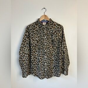 Cotton Leopard Print Button Up Shirt